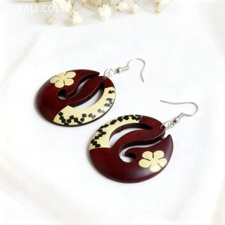 New Design Painting Wood Earrings Handmade in Bali